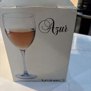 Luminarc Azur Blue Stem Wine Glasses Set of 3 France 24.5cl Stemware